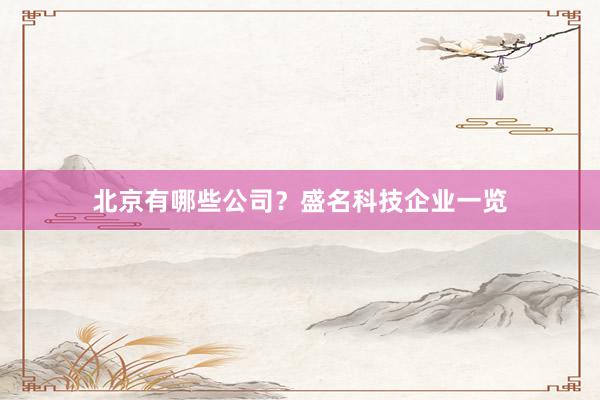 北京有哪些公司？盛名科技企业一览